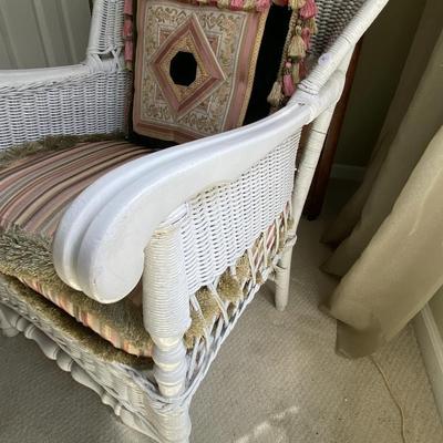 White Wicker Chair and Cushions
