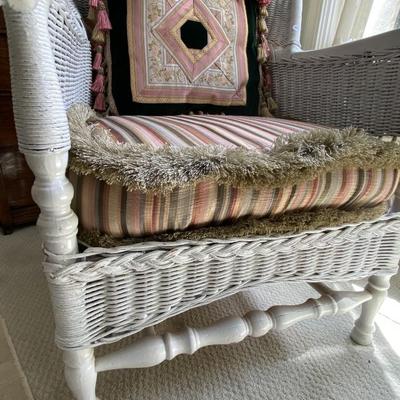 White Wicker Chair and Cushions
