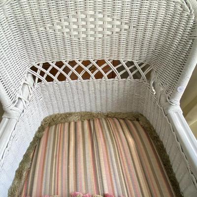 White Wicker Chair and Cushions