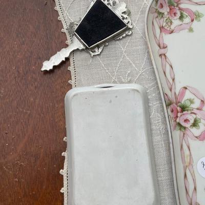 Lot of Jewelry Trays, Hand Mirror, Perfume Bottles, and Hat Pins