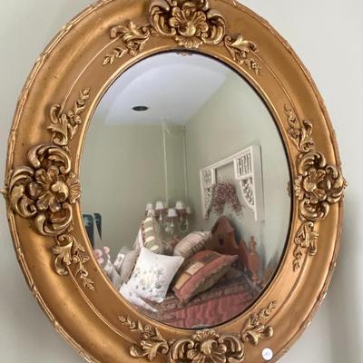 Oval Gold Wooden Frame Mirror