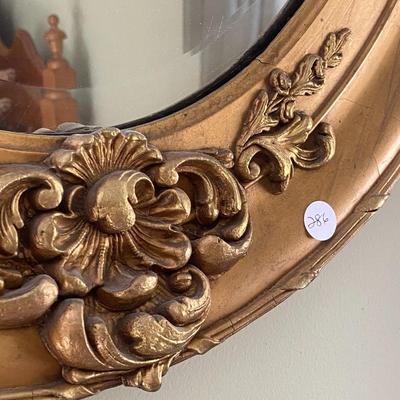 Oval Gold Wooden Frame Mirror