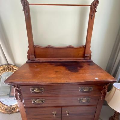 Antique Tiger Oak Wash Stand