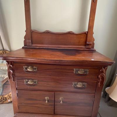 Antique Tiger Oak Wash Stand
