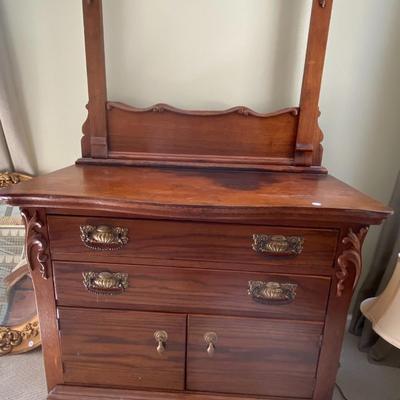 Antique Tiger Oak Wash Stand