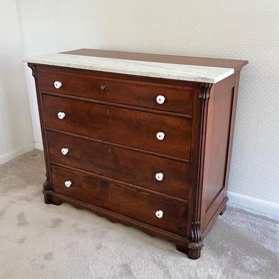 Solid Mahogany & Marble Top Chest