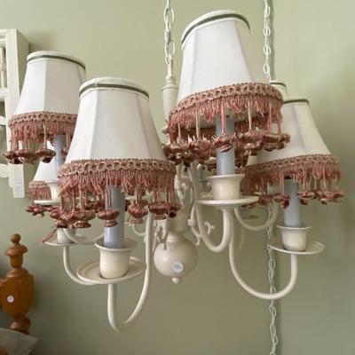 Ivory Toned and Fringed Chandelier