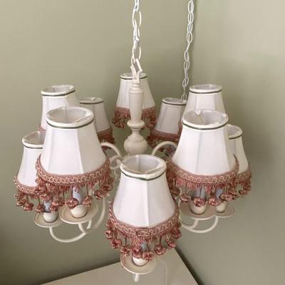 Ivory Toned and Fringed Chandelier
