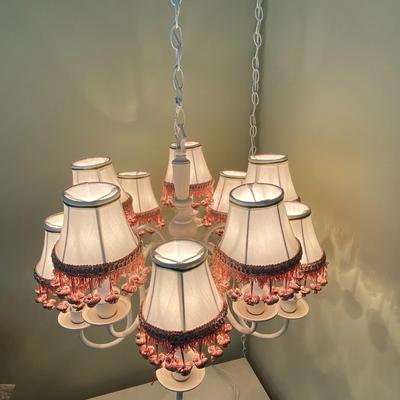 Ivory Toned and Fringed Chandelier