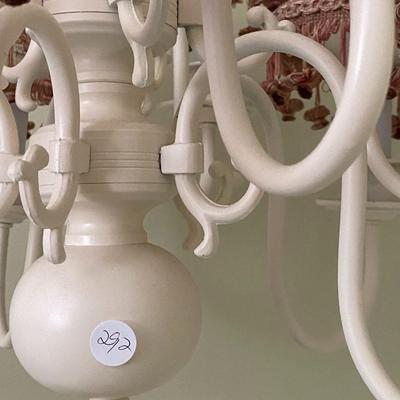Ivory Toned and Fringed Chandelier