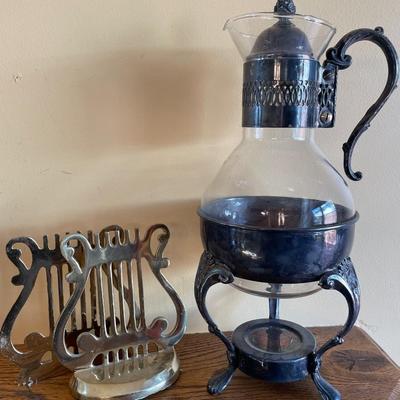 Metal decanter and book ends