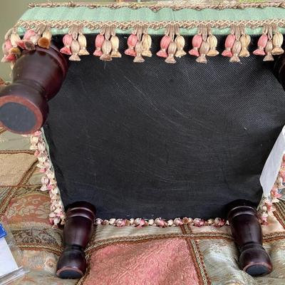 Lot of Cushioned Stool and Three Pillows