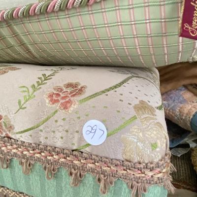 Lot of Cushioned Stool and Three Pillows