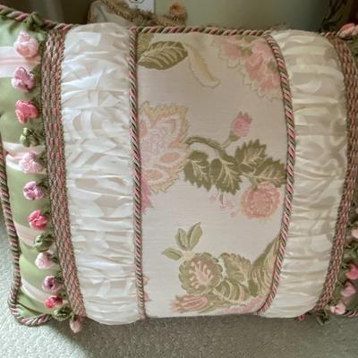 Lot of Cushioned Stool and Three Pillows
