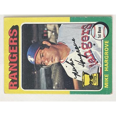 Texas Rangers Mike Hargrove signed  1975 Topps #106 All-Star Rookie trading card
