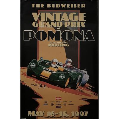 Signed original 1997 Budweiser Vintage Grand Prix of Pomona poster. 