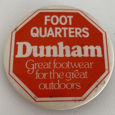Foot Quarters Dunham great footwear for the great outdoors vintage pin