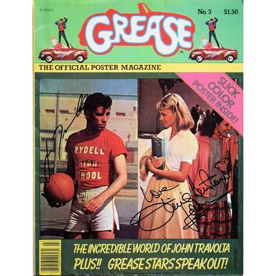 Grease Official Magazine signed: John Travolta & Love Olivia Newton-John.