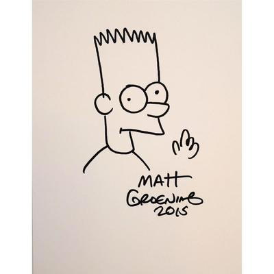 Bart Simpson drawn and signed sketch 