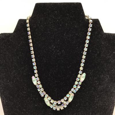 Vintage blue glass rhinestone necklace