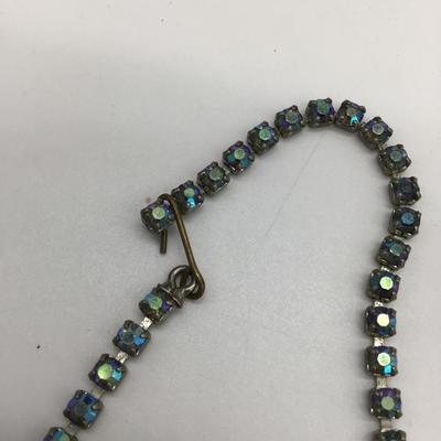 Vintage blue glass rhinestone necklace