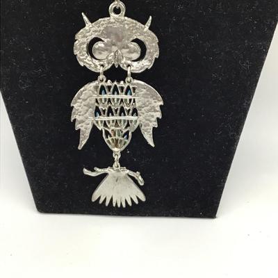 Vintage owl rhinestone necklace