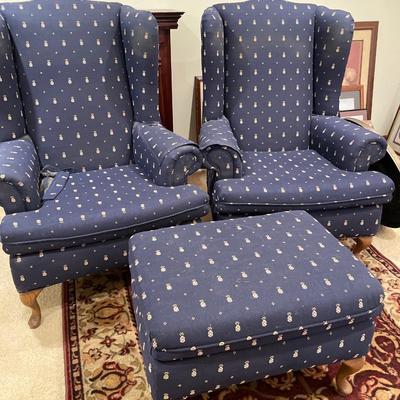 Pineapple wingback chairs