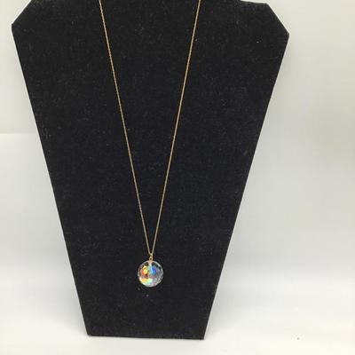 Crystal glass disco ball necklace