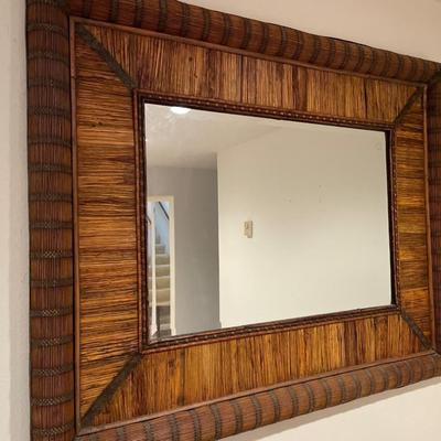 Large mirror with wood frame