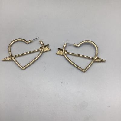 Blue heart hoop earrings