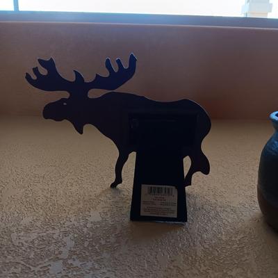 STEEL MOOSE PICTURE FRAME & CLAY CONTAINER W/LID
