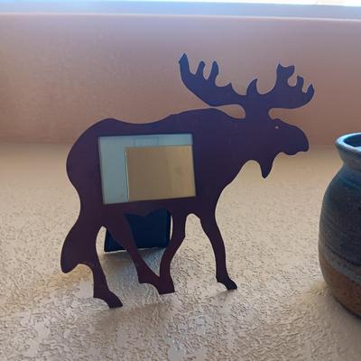 STEEL MOOSE PICTURE FRAME & CLAY CONTAINER W/LID