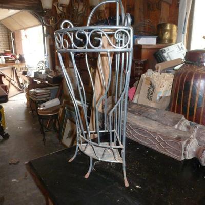 Cast Metal Scroll Design Corner Umbrella Stand- Approx 26" Tall