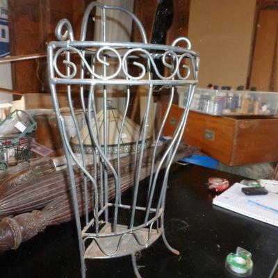 Cast Metal Scroll Design Corner Umbrella Stand- Approx 26" Tall