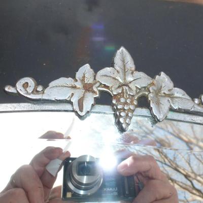 Framed Art Deco Grapes and Leaves Design Beveled Mirror