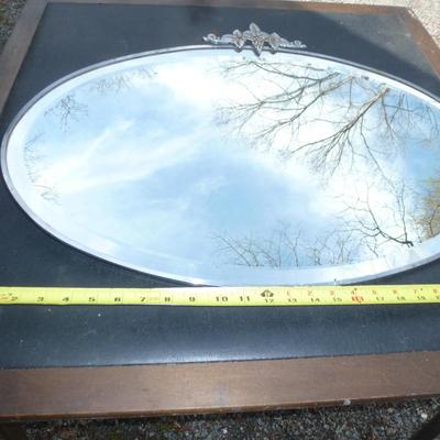 Framed Art Deco Grapes and Leaves Design Beveled Mirror