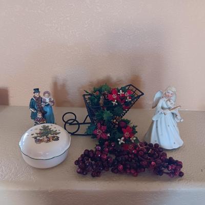 HOLIDAY NAPKIN RINGS, METAL SLEIGH, MUSICAL ANGEL AND MORE