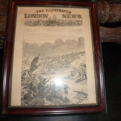 Framed London Newspaper Depicting 1879 Zulu War Battle