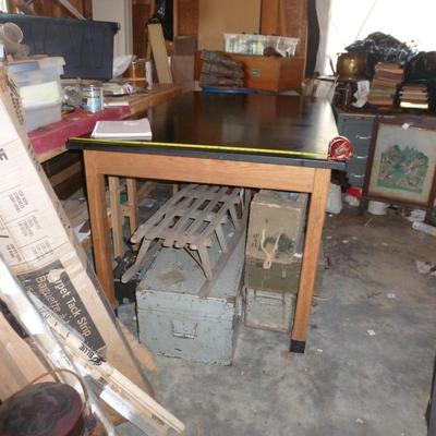Phenolic Resin Chemistry Wood Frame Industrial Table- Approx 42" x 72" x 36 1/2" Tall (Choice B)