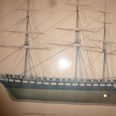 Set of Four Framed Ship Prints- Approx 21" x 17"