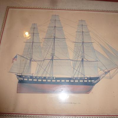 Set of Four Framed Ship Prints- Approx 21" x 17"
