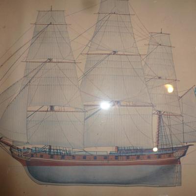 Set of Four Framed Ship Prints- Approx 21" x 17"