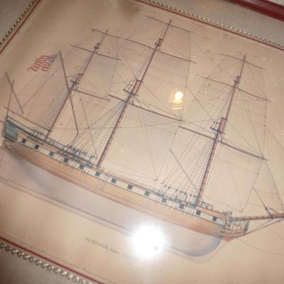 Set of Four Framed Ship Prints- Approx 21" x 17"