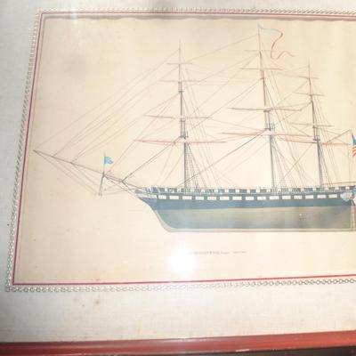 Set of Four Framed Ship Prints- Approx 21" x 17"