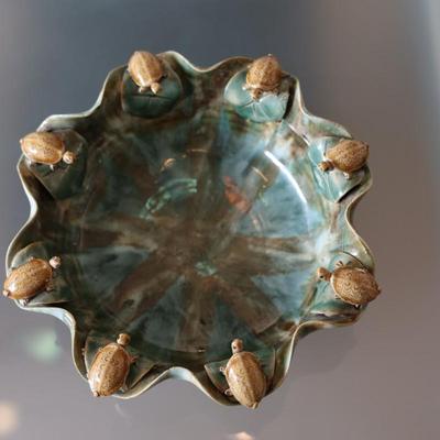 Vintage Majolica Turtle Bowl