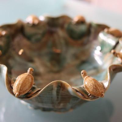Vintage Majolica Turtle Bowl