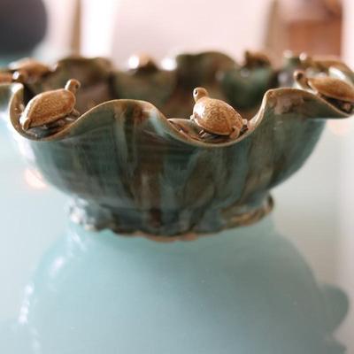 Vintage Majolica Turtle Bowl