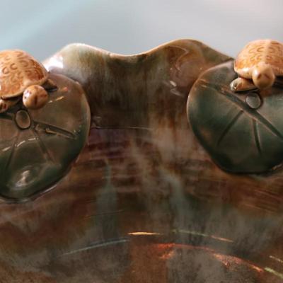 Vintage Majolica Turtle Bowl