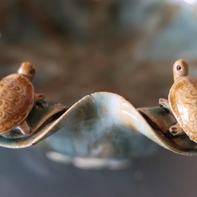 Vintage Majolica Turtle Bowl