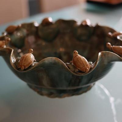 Vintage Majolica Turtle Bowl